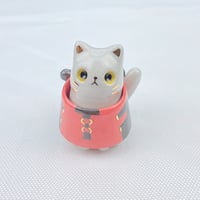 Image 1 of Gray cat-pool ceramic figurine