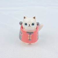 Image 1 of White cat_pool ceramic figurine 