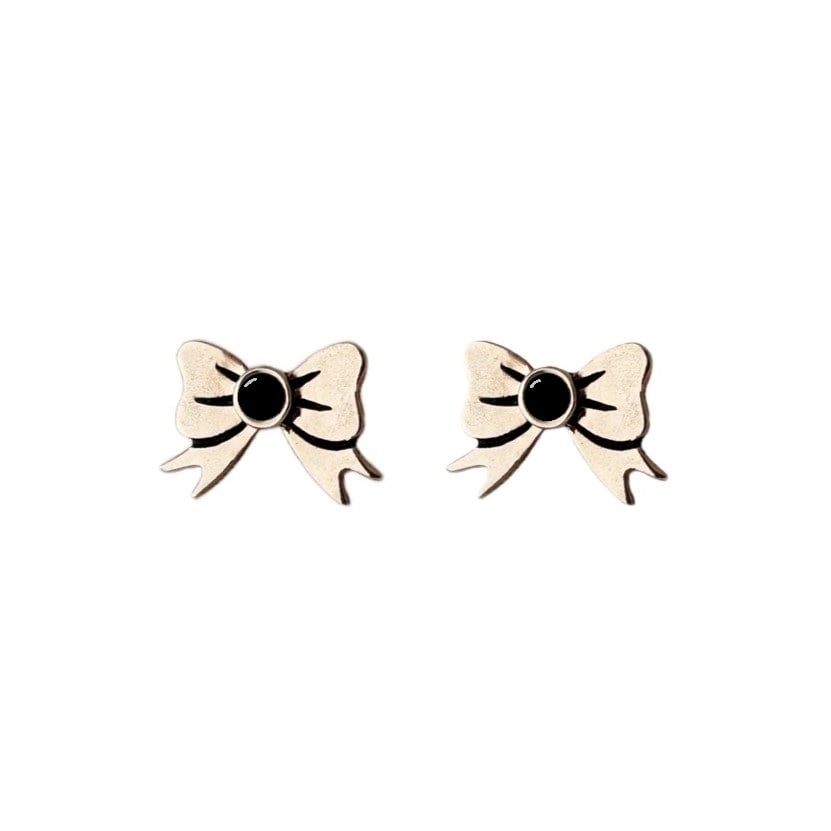 Image of Bow Earrings with Black Onyx