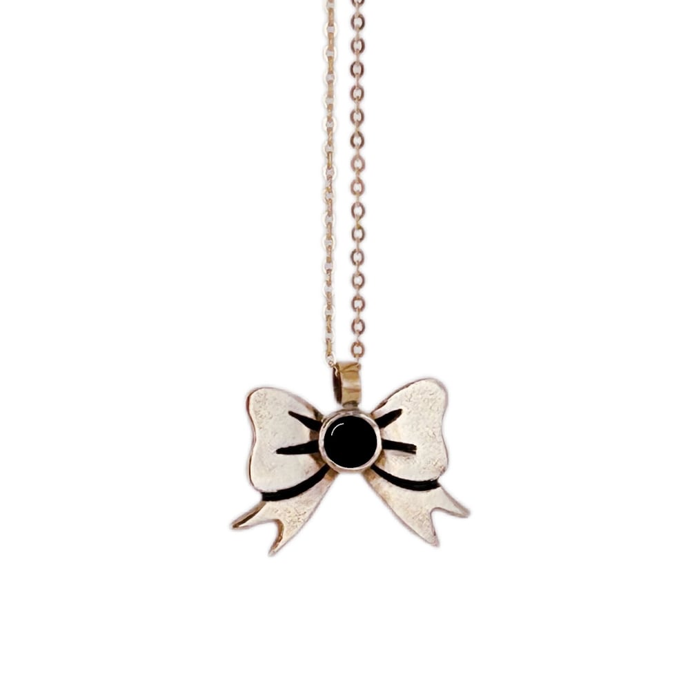 Image of Bow Necklace with Black Onyx