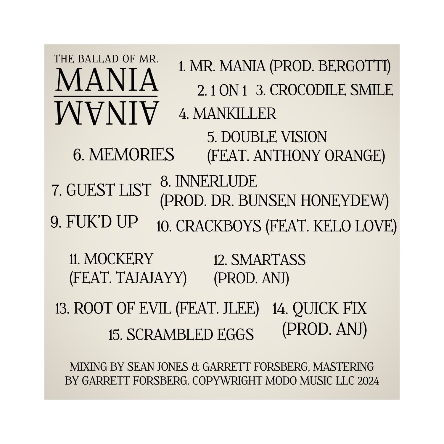 Image of THE BALLAD OF MR. MANIA 