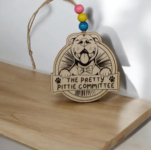 Image of Pretty Pittie Committee Wooden Ornament **DONATION MADE WITH EVERY ORNAMENT**