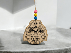 Image of Pretty Pittie Committee Wooden Ornament **DONATION MADE WITH EVERY ORNAMENT**
