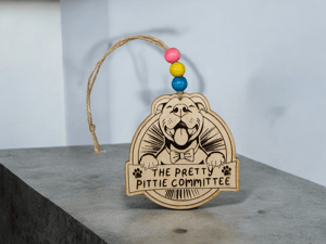 Image of Pretty Pittie Committee Wooden Ornament **DONATION MADE WITH EVERY ORNAMENT**