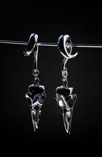 Image 2 of CROW Skull - Ear Weights - Stainless Steel for Stretched Ears - Ear Hooks