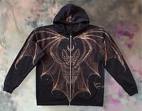 Image 1 of “FREAKIN BATS” CUSTOM BLEACH PAINTED ZIP UP HOODIE XL
