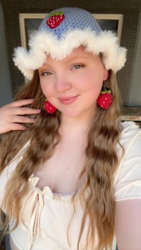 Image 3 of Strawberry Bucket Hat/ Strawberry Earring Set