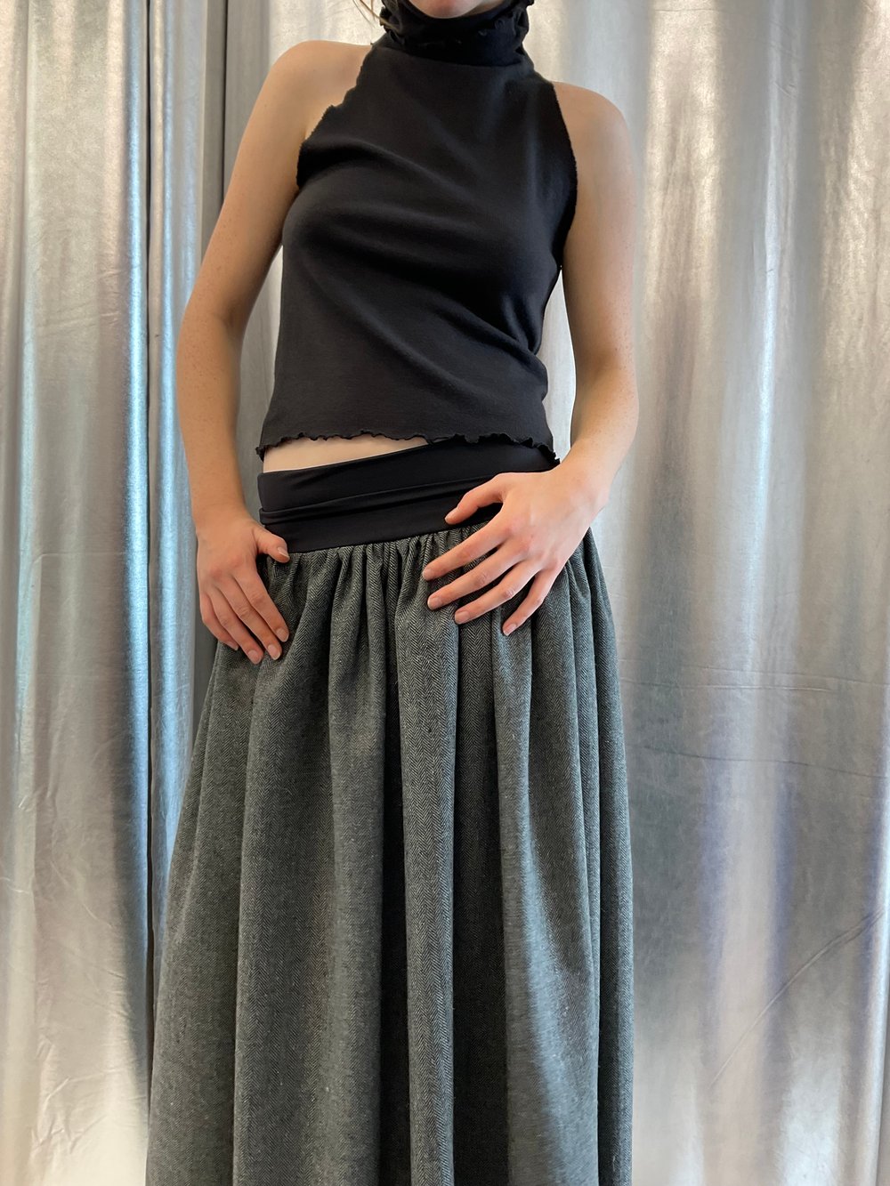 Tweed grey maxi skirt NEW