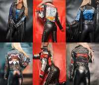 Image 1 of CUSTOM MADE METALLICA FAUX LEATHER BIKER JACKET