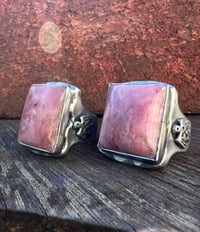 Image 2 of WL&A Handmade Pink Opal Thunderbird Signet Ring - Size 12