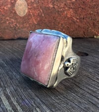 Image 6 of WL&A Handmade Pink Opal Thunderbird Signet Ring - Size 12