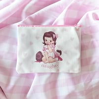 Creepy Cute Naughty Girl Pouch | Kitsch Art as Pastel Pencil Case or Makeup Bag