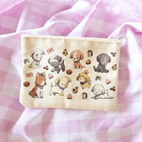 Puppy X-ing Pouch | Kitsch Retro Art as Pastel Pencil Case or Makeup Bag