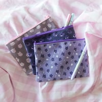 Image 1 of Ghost Type Pocket Mon Zipper Pouch | Creepy Cute Kitsch Art as Pastel Goth Pencil Case or Makeup Bag