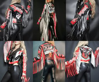 Image 1 of CUSTOM MADE JUDAS PRIEST FRINGE FAUX LEATHER JACKET