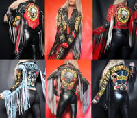 Image 1 of CUSTOM GUNS N ROSES FRINGE FAUX LEATHER JACKET