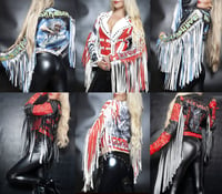 Image 1 of CUSTOM MADE MAIDEN FRINGE FAUX LEATHER JACKET