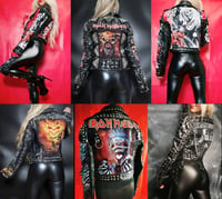 Image 1 of CUSTOM MADE MAIDEN FAUX LEATHER BIKER JACKET