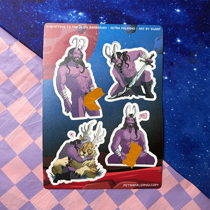 Image of Petra Palerno's Filthy Shorts Submitting to the Alien Barbarian Sticker Sheet
