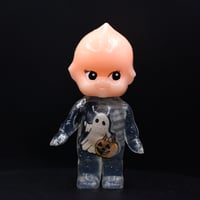 Image 2 of 4.5" Large Orange Glow in the Dark Halloween Special Ghost with a Scythe Double Cast Resin Figure