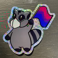 Image 1 of bisexual pride raccoon (glitter)