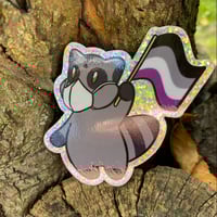 Image 3 of asexual pride raccoon (glitter)