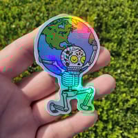 Image 1 of El Mundo Calavera Holographic Vinyl Sticker 