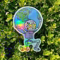 Image 2 of El Mundo Calavera Holographic Vinyl Sticker 