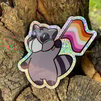 Image 3 of lesbian pride raccoon (glitter)