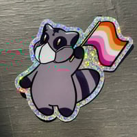 Image 1 of lesbian pride raccoon (glitter)