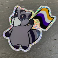 Image 5 of nonbinary pride raccoon (glitter)