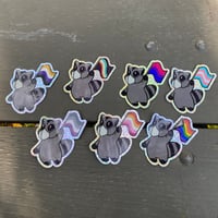 Image 5 of trans pride raccoon (glitter)
