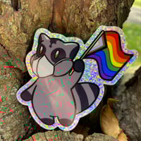 Image 1 of  progress pride raccoon (glitter)