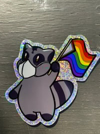 Image 3 of  progress pride raccoon (glitter)