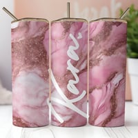Image 1 of Custom Glitter Marble Tumbler Cup with Lid and Straw, Personalized Glitter Name Tumbler, Cute Gli...