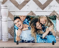 Image 1 of Family Picture Slate ,Last Name Plaque,Mothers day plaque family gift,Family Portrait, Couple Pho...