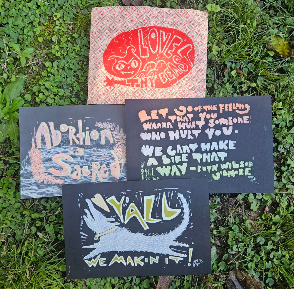 Image of Linocut Phrase Prints by Heather Hall