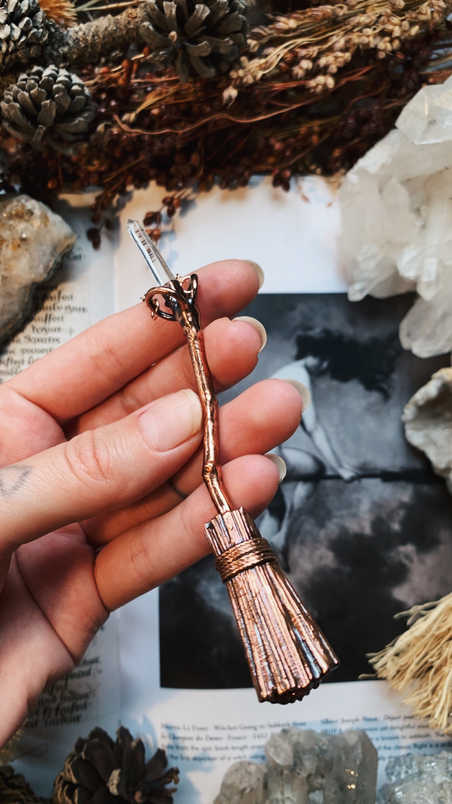 Image of Hawthorn & Quartz Broomstick