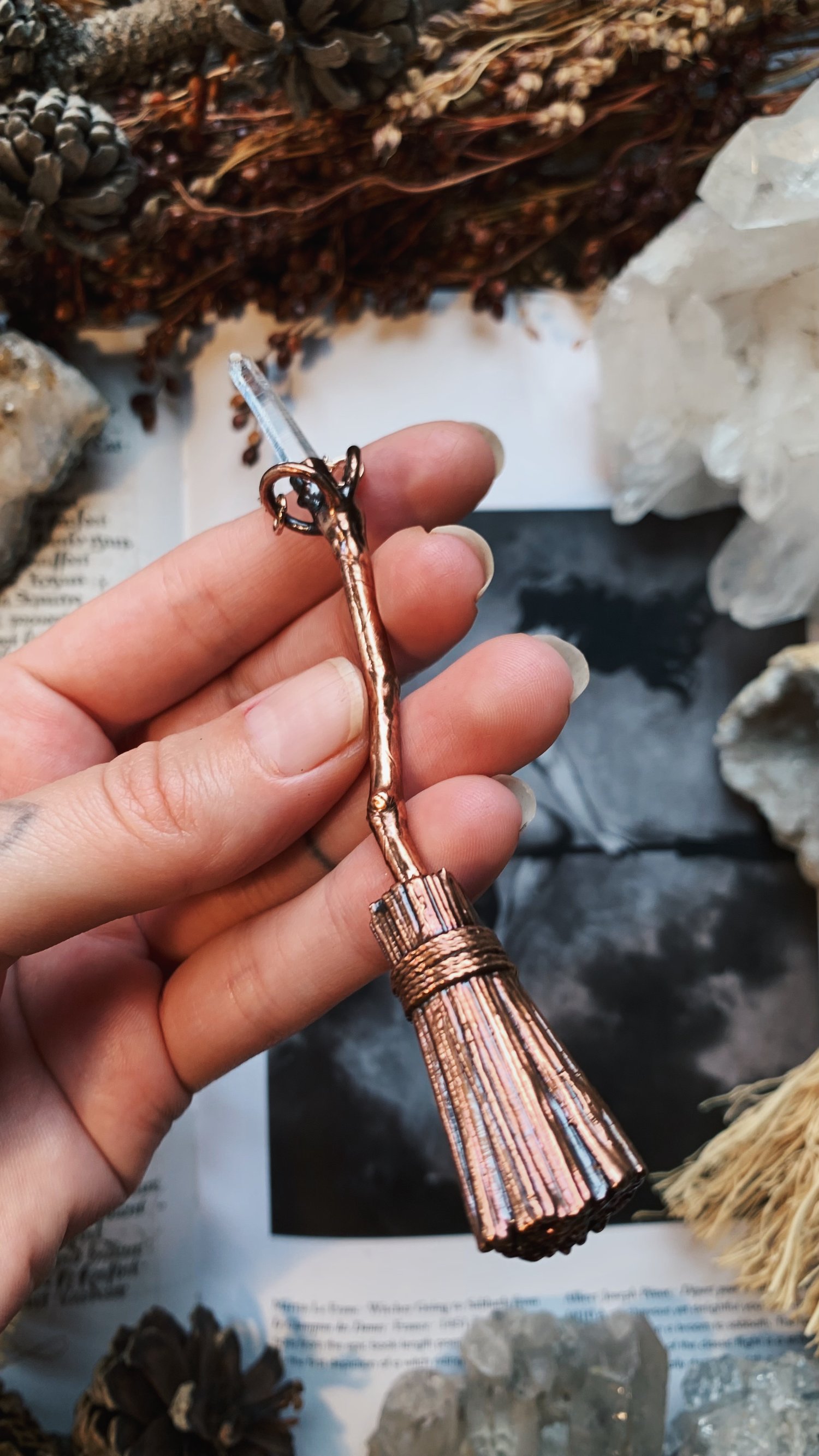 Image of Hawthorn & Quartz Broomstick