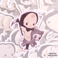 Image 1 of Reaper Baby Sticker | Creepy Cute Goth Kewpie Art on Waterproof Vinyl