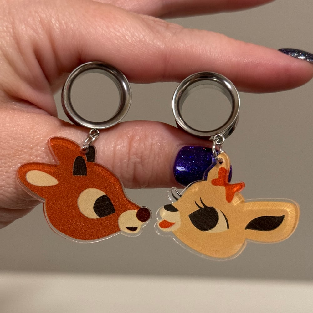 Image of Rudolph and  Clarice Dangles (sizes 2g-2")