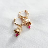 Image 1 of Goldie Hoops - Belle and Pink Tourmaline