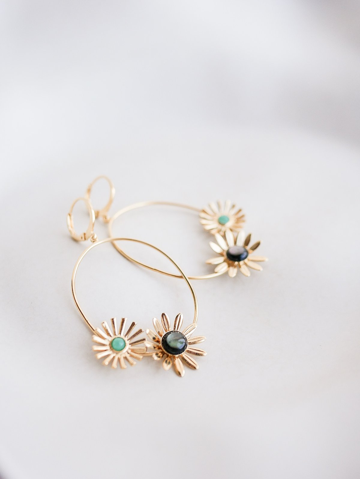 Image of Boucles d'Oreilles ADÉLIE Gris/Vert