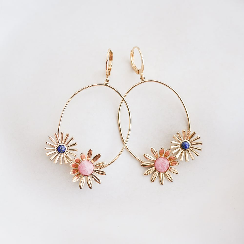 Image of Boucles d'Oreilles ADÉLIE Pêche/Bleu