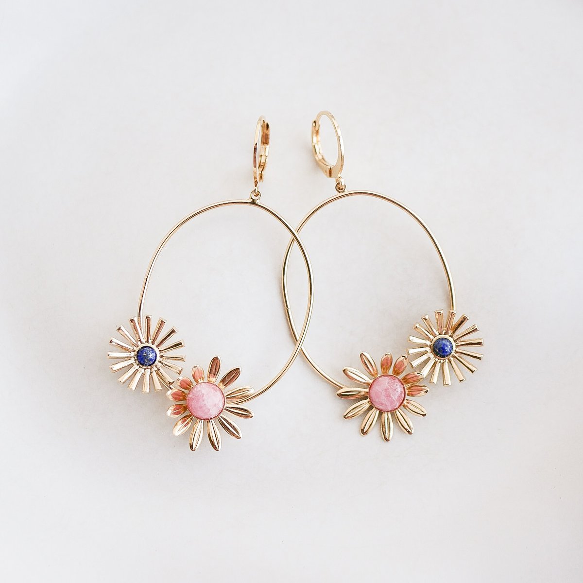 Image of Boucles d'Oreilles ADÉLIE Pêche/Bleu