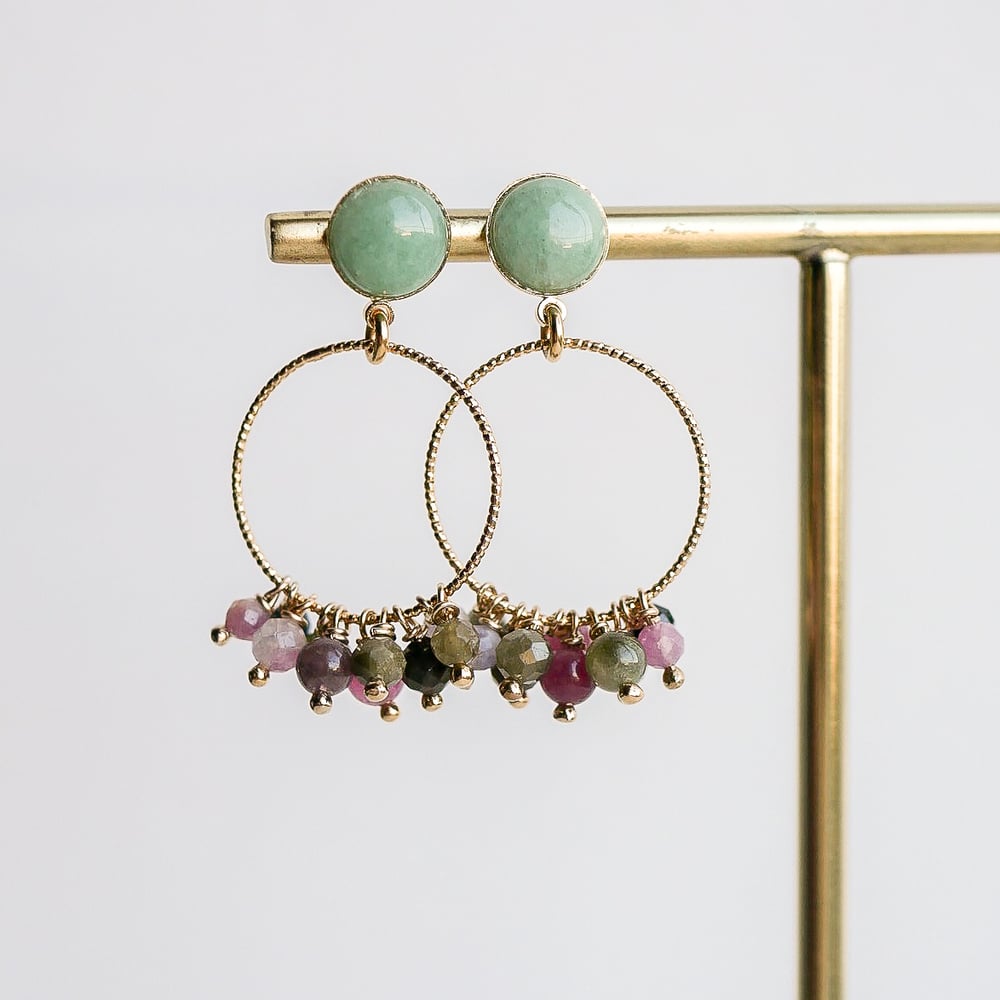 Image of Boucles d'Oreilles GILIA Clous - Vert