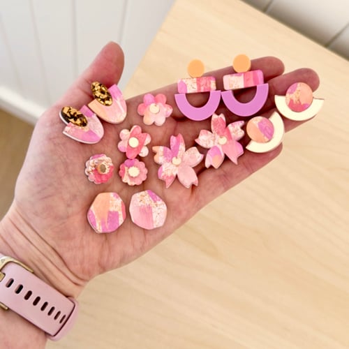 Image of 'Sparkle Sunset' Painted Mini Blossom Studs