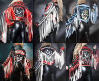 Image 1 of CUSTOM MADE MOTORHEAD FRINGE FAUX LEATHER JACKET