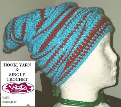 Image of Turq&Mar30 Crochet Wrap Hat