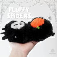 Image 1 of Fluffy Mini Spider Plush (Pumpkin and Skull!) - Halloween Drop 2024